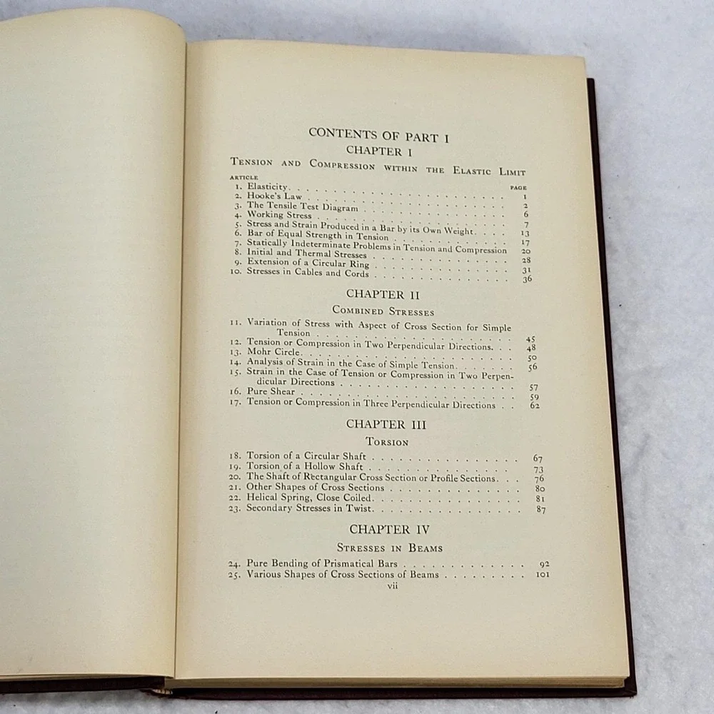 1938 Strength of Materials Part I Elementary Theory Problems Timoshenko HC‎